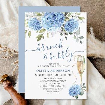 elegant watercolor blue hydrangea bridal shower invitation