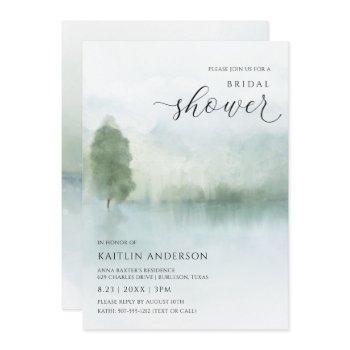 elegant watercolor lake and trees bridal shower invitation