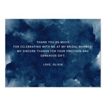 Elegant Watercolor Navy Nautical Bridal Shower Thank You Card Front View