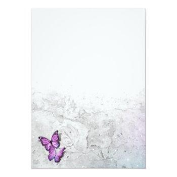 Elegant Watercolor Purple Butterfly Wedding Real Foil Invitation Front View