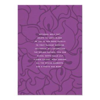 Elegant Watercolor Purple Calla Lily Wedding Invit Invitation Front View