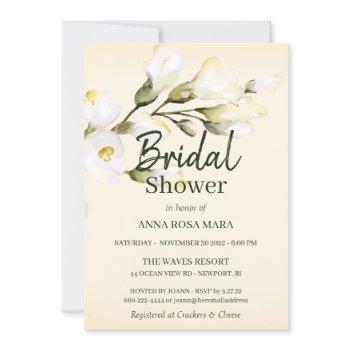 *~* elegant white beach rose floral bridal shower invitation