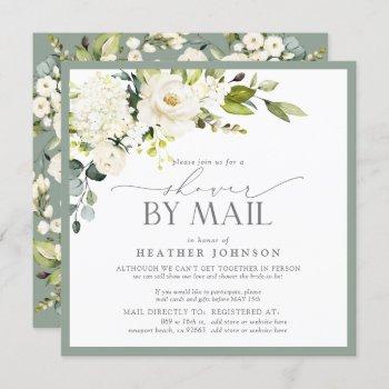 elegant white floral watercolor bridal shower mail invitation