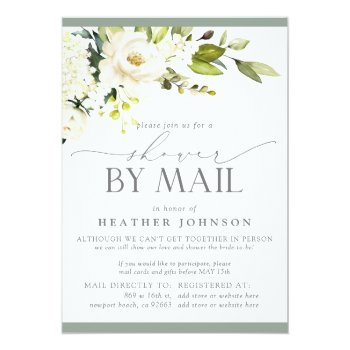 Elegant White Floral Watercolor Bridal Shower Mail Invitation Front View
