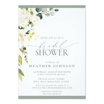Elegant White Gray Green Watercolor Front View