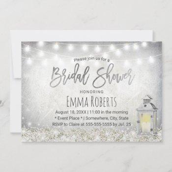 elegant white lantern rustic floral bridal shower invitation
