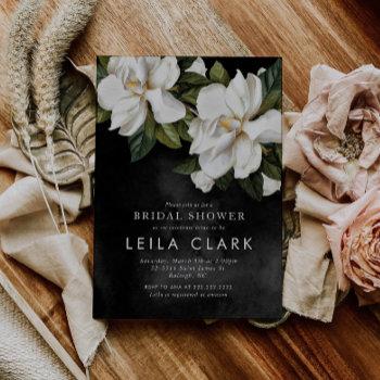 elegant white magnolia bridal shower invitation