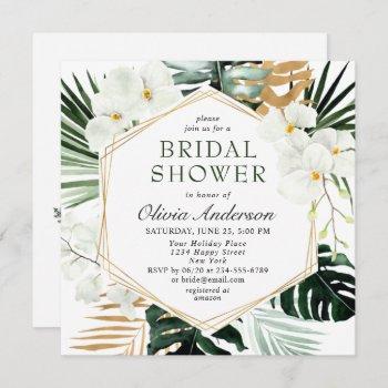 elegant white orchids bohemian bridal shower  invitation