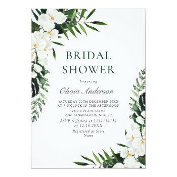 Elegant White Orchids Bohemian Bridal Shower Invitation Front View