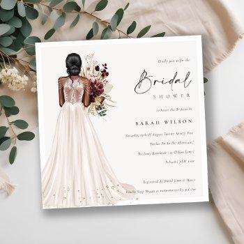 elegant white wedding gown bridal shower invite