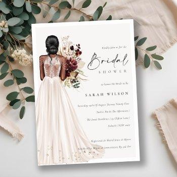 elegant white wedding gown bridal shower invite