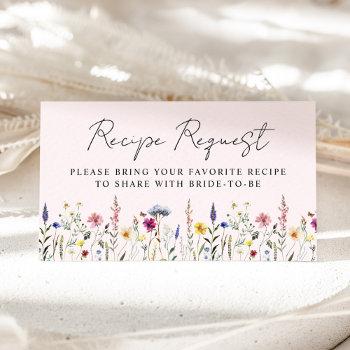 elegant wildflower bridal shower recipe request enclosure card