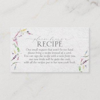 elegant wildflower floral please bring a recipe enclosure card