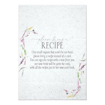 Elegant Wildflower Floral Please Bring A Recipe Enclosure Card Front View