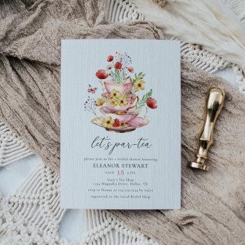 elegant wildflower tea party bridal shower invitation