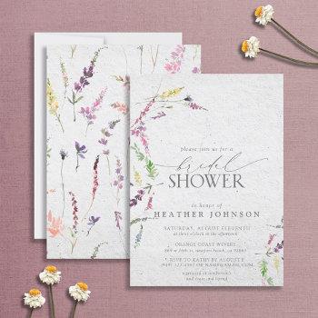 elegant wildflower watercolor floral bridal shower invitation