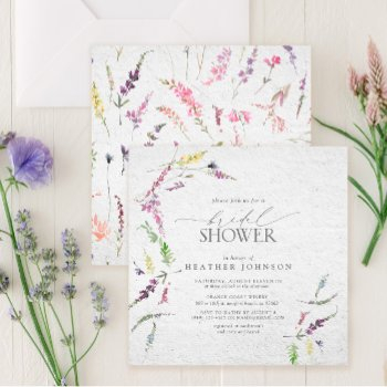 elegant wildflower watercolor floral bridal shower invitation