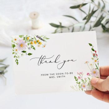 Elegant Wildflowers Bridal Shower Thank You Card Front View