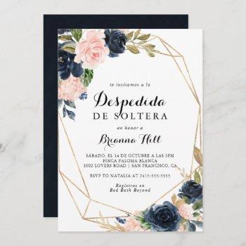 elegant winter floral spanish bridal shower invitation