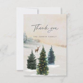 elegant winter woodland thank you card