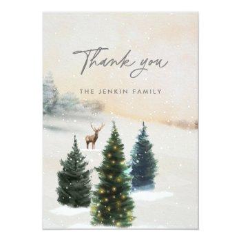 Elegant Winter Woodland Thank You Card Front View