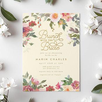 Elegant Yellow Floral Gold Bridal Shower Brunch Invitation Front View