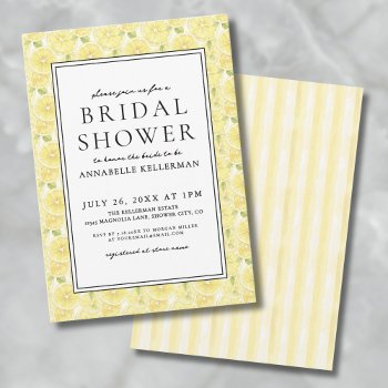 elegant yellow lemon citrus bridal shower invitation