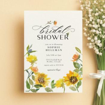 elegant yellow sunflower sunny bee bridal shower invitation