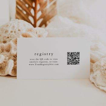 emelia black white simple qr code gift registry enclosure card