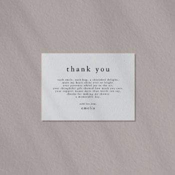 Emelia Minimal Rustic Boho Simple Baby Shower Thank You Card Front View