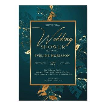 Emerald Green And Real Gold Foil Wedding Shower Foil Invitation Front View