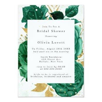 Emerald Green Peony Gold Glitter Front View