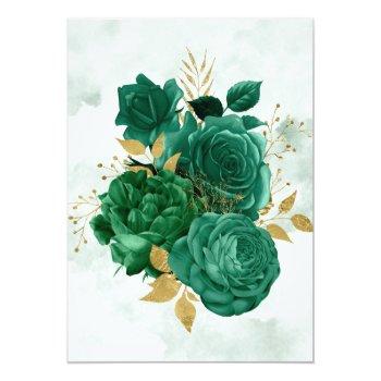 Emerald Green Peony Gold Glitter Front View