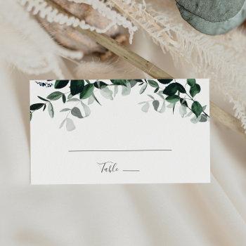 emerald greenery flat wedding place card