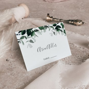 emerald greenery printable wedding place cards