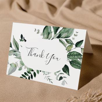 emerald greenery thank you card