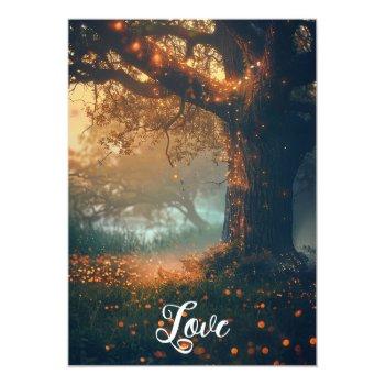 Enchanted Forest Oak Tree Fairy Lights Bridal Invitation Front View