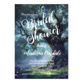 Enchanted Forest Oak Tree Fairy Lights Bridal Invitation Front View