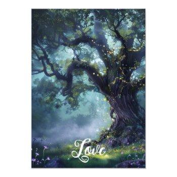 Enchanted Forest Oak Tree Fairy Lights Bridal Invitation Front View