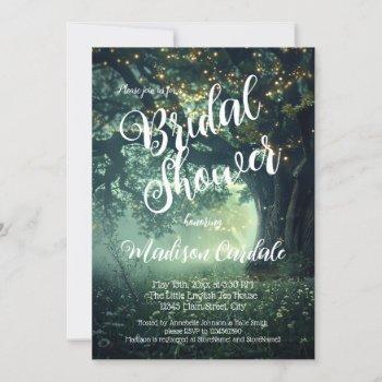 enchanted forest oak tree fairy lights bridal invitation