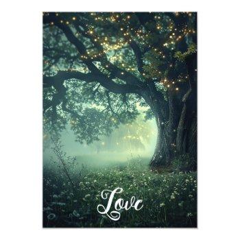 Enchanted Forest Oak Tree Fairy Lights Bridal Invitation Front View
