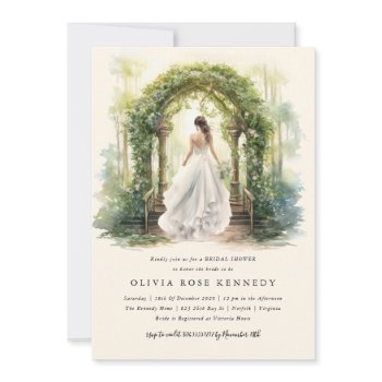 enchanted watercolor forest boho bridal shower  invitation
