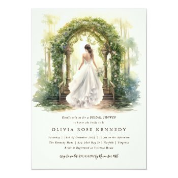 Enchanted Watercolor Forest Boho Bridal Shower Invitation Front View