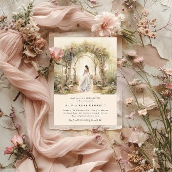 enchanted watercolor forest boho bridal shower  invitation