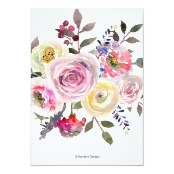 Engagement Party Pastel Watercolor Flowers Announcement Front View