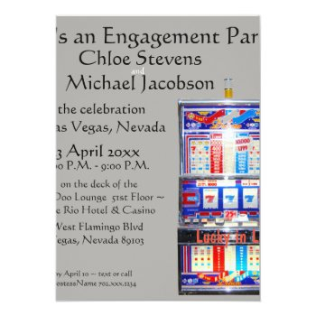 Engagement Party Slot Machine Lucky In Love Invitation Front View