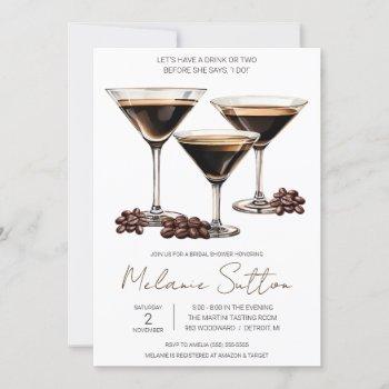 espresso martini, cocktail drink, bridal shower invitation