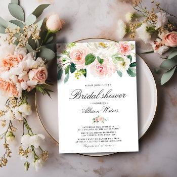 ethereal blush pink floral bridal shower invitation