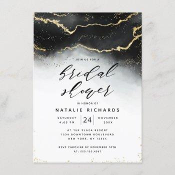 ethereal mist ombre black watercolor bridal shower invitation