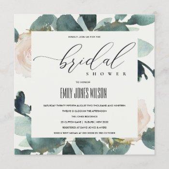 eucalyptus blush rose soft kraft bridal shower invitation